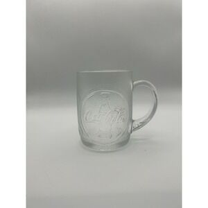 Frosted Coca Cola Glass Mug‎ Collectible Embossed Clear